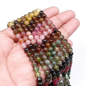 Cuentas redondas de piedra natural de colores surtidos, hebra de 15 pulgadas para la fabricación de joyas - Product Image 3