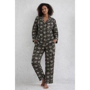 Ensemble de pyjama en coton pour femmes, imprimé à la main, vêtements de nuit doux avec imprimé indien classique - Product Image 1