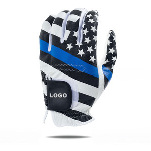 Custom Color Printed Logo Non <b>Slip</b> Genuine Leather <b>Full</b> Finger Left Hand Sport Golf Gloves for Men - Product Image 1