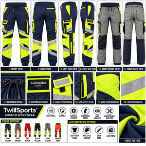 Construction Mining Reflective Hot Sale 100% Polyester <b>Orange</b> High Visibility Waterproof <b>Hi</b> <b>Vis</b> Work Pants - Product Image 6