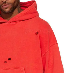 Sudaderas con capucha de corte holgado y estilo desgastado para hombre, sudaderas urbanas a la moda con tela suave y costuras duraderas - Product Image 5