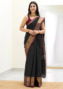KV Traditional Embroidered Banarasi Silk <b>Satin</b> <b>Saree</b> for Party Occasions-Wrinkle-Free & Reversible - Product Image 2