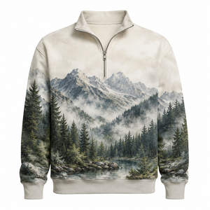 Sudadera extragrande con cremallera frontal, forro grueso, de felpa premium, teñida lisa, para invierno, uso exterior, casual, OEM ODM - Product Image 1