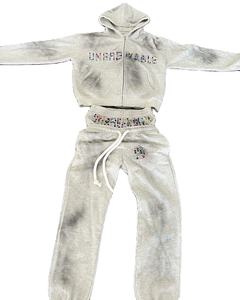 ชุดเสื้อมีฮู้ดซิปหน้าเอวสองชิ้นสำหรับผู้ชายเสื้อวอร์มผ้าฝ้ายประดับพลอยเทียมสำหรับ2025/26ทุกเพศฤดูหนาวของผู้ชาย - Product Image 1