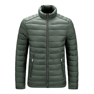Men's <b>Yellow</b> <b>Puffer</b> <b>Jacket</b> Stand Collar Zipper Closure Windproof Casual Winter Coat Regular Length Solid Color - Product Image 6