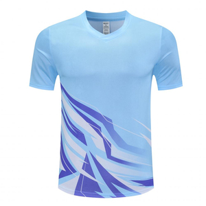 2026 New Design Men's V-Neck Short Sleeve <b>Geometric</b> Print Quick Dry Knitted Sport T-<b>Shirt</b> Regular Fit White Polyester - Product Image 4