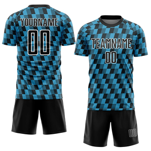 Conjunto de Camiseta de Fútbol Sublimada Personalizada para Hombre, Diseño Azul y Negro, Manga Corta, Absorbe la Humedad, Uniformes de Equipo, Corte Regular para Adultos - Product Image 1