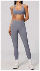 Leggings de yoga blancs taille haute sans coutures, longueur intégrale, taille élastique, couleur unie, extensibles dans les quatre sens, en Spandex/Nylon, séchage rapide - Product Image 2