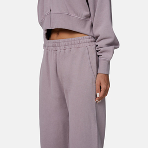Pantalon de jogging évasé pour femme, coupe large, avec boutons décoratifs, motif logo, manches longues, tricot épais 100 % coton, style cargo - Product Image 3