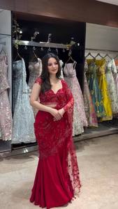 Lehenga Saree prêt-à-porter pour soirée, avec broderie fantaisie et travail de sequins, à prix de gros. - Product Image 3