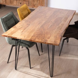 Vandana Ivory Table à manger confortable et élégante en bois d'acacia avec pieds en métal Wendy 180 cm - Product Image 4