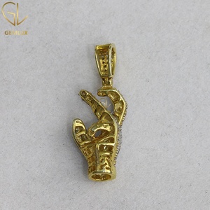 New Arrivals Latest Design 925 Silver Iced Out VVS Moissanite <b>Diamond</b> Eastside Gang Hand Sign Charm Pendant - Product Image 3