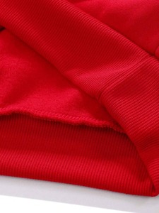 Conjunto de Sudadera con Capucha Roja, Manga Larga, Color Sólido, Ropa Casual Unisex, Estilo Urbano Otoñal, Corte Regular, 100% Algodón - Product Image 2