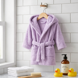 Puddle Pals Albornoz Infantil con Capucha de Algodón BCI de Rizo Liso, Suave y Absorbente, para Recién Nacidos, Spa, Marca Privada, Logotipo Personalizado, OEM, para Baño y Armario - Product Image 3