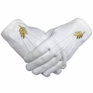 Guantes Masónicos Blancos de Algodón con Bordado del Capítulo del Arco Real, Guantes de Ceremonia Masónica, Fabricante de Artículos de Ceremonia - Product Image 1