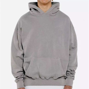 Luxury Plain High Quality Baggy Blank <b>Hoodie</b> No <b>String</b> French Terry 100% Cotton Oversized Heavyweight Cropped <b>Hoodie</b> Men - Product Image 6