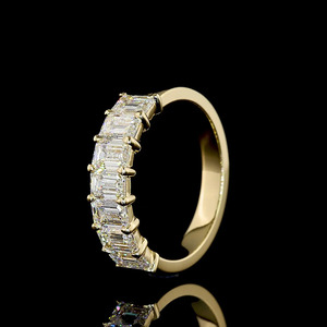 <b>Emerald</b> Cut Diamond Eternity <b>Ring</b> Women's Engagement Luxury Style 10K 14K 18K Gold 925 935 <b>Silver</b> Party Wedding - Product Image 3