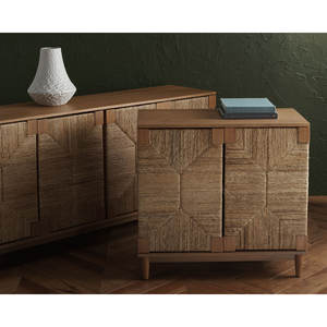 Mesita de noche de 2 puertas elegante herramienta de torneado mesita de noche con diseño único - Product Image 2