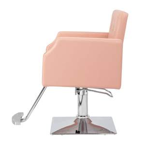 Sillón de Barbero de Cuero PVC y Aleación de Aluminio con Capacidad de 150 kg, Bomba de Aceite de Alta Presión, Chasis Cuadrado y Pedal Tipo Remache Rosa - Product Image 4