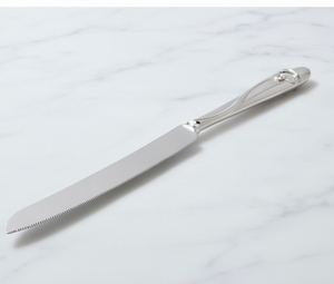 Juego de 2 piezas de cuchillo y espátula para pastel de acero inoxidable con hoja dentada y mango de diseño elegante para bodas - Product Image 3