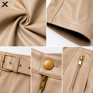 Shorts en cuir pour femme X Sports City, sexy et tendance, avec fermeture boutonnée, 100 % cuir véritable, pour l'extérieur, modèles 2026 - Product Image 5