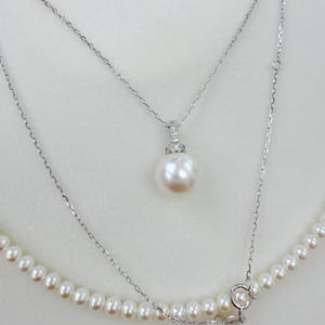 Collier en perles d'eau douce naturelles de Zhuji, rondes de 3-4 mm avec pendentif rond de 10-11 mm, presque sans défaut, collier universel - Product Image 4