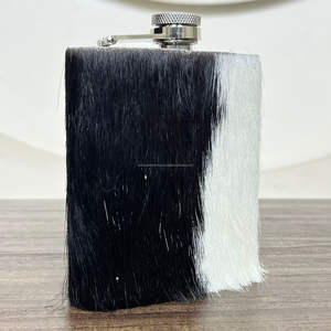 Design élégant, cuir de vachette rustique et durable 8oz liqueur Hip Flasque de luxe en cuir véritable écologique Flacon en acier inoxydable - Product Image 4
