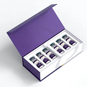 Caja de Embalaje Magnética Ecológica Reciclada de Alta Gama para Viales de Péptidos, con Logotipo Personalizado, Forma Cuadrada, Impresión a Cuatro Colores y Lámina Dorada - Product Image 1