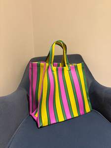 Custom Eco-Friendly Recycled Striped Stand Nylon Shopping <b>Tote</b> <b>Bag</b> Fashionable Reusable Zipper Cosmetic Pouches Travel Large - Product Image 4