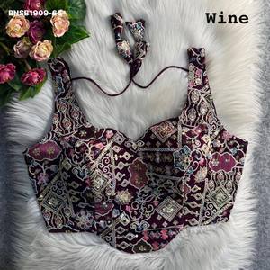 Beautiful Faux Georgette with Antique Cording Sequence work Corset Style Sleeveless <b>Blouse</b> Collection Supplier from Surat - Product Image 2