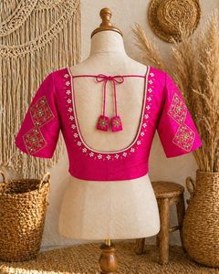 Blusa Bohemia de Seda Sufi Rosa para Mujer, Bordada, con Manga Corta y Diseño sin Espalda, para Fiesta, Primavera, Verano - Product Image 1
