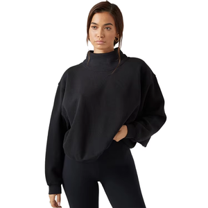 Sweat-shirt personnalisé léger pour femme, sans doublure, coupe oversize, col montant, épaules tombantes, manches longues, style pull. - Product Image 1
