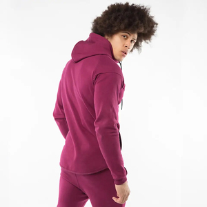 <b>Men</b>’s Burgundy Fleece Tracksuit Set | Full Zip Hooded <b>Jacket</b> & Slim Jogger Pants | Custom Wholesale Sportswear - Product Image 4