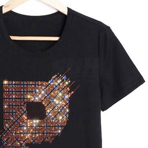 T-shirt pour homme en coton 100% avec strass, design personnalisé, couleur unie, respirant, écologique, séchage rapide, coupe ample, logo imprimé - Product Image 5