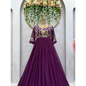 Vestido Anarkali XL para fiesta, poliéster con bordado de hilo y lentejuelas - Product Image 6