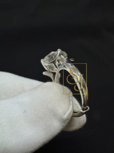 Trendy Design Unisex 925 <b>Silver</b> Rhodium Plated Prong Set Round <b>Solitaire</b> Moissanite Classic Engagement Wedding Gift Party <b>Rings</b> - Product Image 2