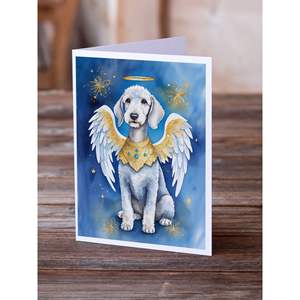 Whimsical A7 Size <b>5x7</b> Bedlington Terrier Angel Blank Note Cards Pack of 8 with <b>Envelopes</b> Greeting Cards - Product Image 2