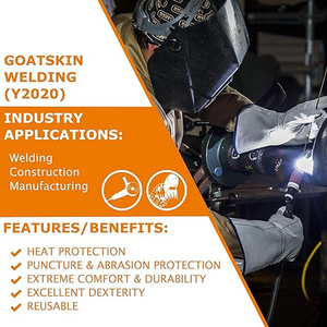 Gants de sécurité industriels robustes de haute performance en cuir de vachette pleine fleur avec grain de chèvre pour soudage TIG, lutte contre l'incendie et barbecue - Product Image 6