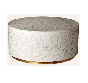 Table en os incrusté de la marque ILAHI, design moderne, détails en agate, rangement, meuble portable pour la maison - Product Image 3