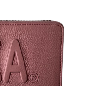 Women's Pink Zip Around Wallet with Embossed AKA Lettering, <b>Long</b> Faux Leather Clutch <b>Purse</b> with Card Slots and Coin Pocket - Product Image 3
