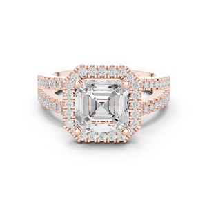 แหวนทองคำขาว 14K ราคาดีที่สุด ชุบออกซิไดซ์ ประดับเพชรทรง Asscher แหวนหมั้นเพชรเลี้ยงในห้องปฏิบัติการ แหวนแต่งงานผู้หญิง ดีไซน์หรูหราประดับเพชรเต็มวง - Product Image 1
