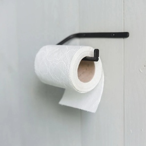 Porte-papier toilette en métal à bords arrondis avec finition noire mate, design mural pour l'organisation moderne de la salle de bain - Product Image 2