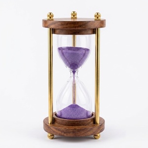 Handmade Wooden and Brass Hourglass <b>Sand</b> <b>Timer</b> Vintage Nautical Black <b>Sand</b> Clock Luxury Desk Decor & Antique Gift - Product Image 3