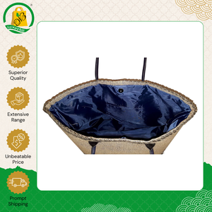 Fabricant leader vendant des sacs de shopping en jute écologiques de haute qualité avec une poignée en ruban de cuir noir pour femmes - Product Image 3