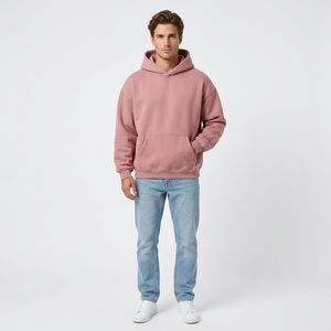 Sudadera con capucha rosa para hombre y mujer, informal, de color liso, de forro polar, con bolsillo canguro, top unisex de otoño - Product Image 3