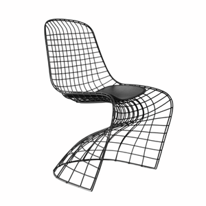 Hot Selling Black <b>Metal</b> Dining <b>Chair</b> with <b>Metal</b> <b>Legs</b> and Grid Back for Living Room Outdoor Villas Apartment Furniture - Product Image 3