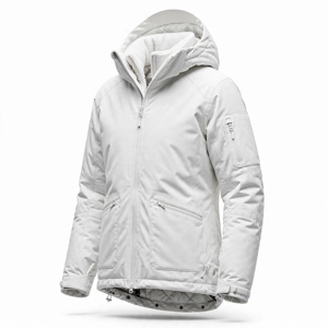 Men's <b>White</b> Stand Puffer <b>Jacket</b> <b>Waterproof</b> Windproof Fleece Lining Zipper Closure Casual Winter Outerwear Regular Fit Solid - Product Image 5
