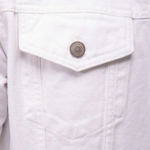 Veste en jean blanche slim fit personnalisée pour hommes, style décontracté, couleur unie, en coton, type trucker, de haute qualité - Product Image 6