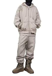 Sweat à capuche streetwear personnalisé 100% coton, coupe courte, 420 g/m², uni, coupe ample, DTG, délavé à l'acide, imperméable, hiver - Product Image 5