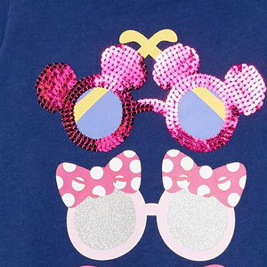 Navy <b>Women's</b> Cap Sleeve Crew Neck T Shirt Dress Minnie Mouse Bow Sunglasses <b>Glitter</b> Print Summer <b>Top</b> - Product Image 5